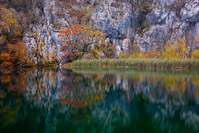 Zen symmetry in autumn, National Park Plitvice Lakes, Lika, Croatia