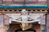 Statue of an angel above Pharmacy in town Bjelovar