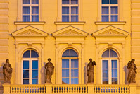 Women statues on an building in town Zagreb, Croatia