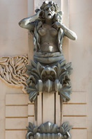 Statue on a Sulfur bath building in town Split, Dalmatia, Croatia