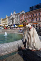 Historical person Manda as a touristic attraction in town Zagreb, Croatia