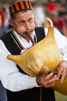 Man playing traditional instrument "Diple" in Dalmatia, Croatia