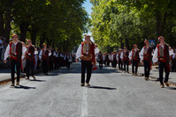 Alkar's squires marchin during Miraculous Lady of Sinj procession, Croatia