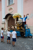 One man band "Druckluft Orchester" during festival "Spancirfest" in town Varazdin, Croatia