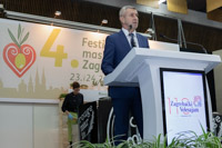 Secretary of Ministry of agriculture Tugomir Majdak is holding a speach on Olive festival in Zagreb 2019