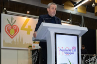 Zagreb city mayor Milan Bandic is holding a speach on Olive festival in Zagreb 2019