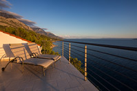 Terrace of Abuela's beach house in coastal town Brela, Dalmatia, Croatia