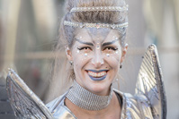 Woman wearing mask on carneval in town Rijeka, Kvarner, Croatia