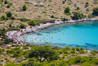 Famous turquoise beach Levrnaka in National Park Kornati, Dalmatia, Croatia