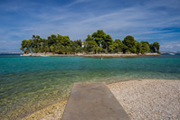 Island Galovac in front of the town Preko on island Ugljan in summer, Dalmatia, Croatia