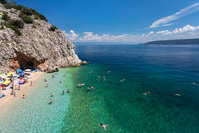 Beautiful and famous beach in cove Klancac near place Brsec, Kvarner, Croatia