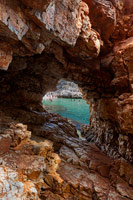 Small hole near beach Pritiscina on island Vis, Dalmatia, Croatia