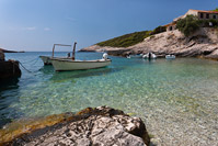 Crystal clear Mala Travna beach on island Vis, Dalmatia, Croatia