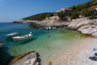 Crystal clear Mala Travna beach on island Vis, Dalmatia, Croatia