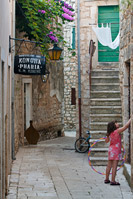 Narrow streets of old town Stari Grad on island Hvar, Dalmatia, Croatia