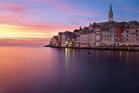 South face of town Rovinj in blue hour, Istria, Croatia