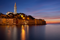 North face of town Rovinj in blue hour, Istria, Croatia