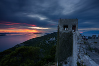 St Michael's fort panoramic view at sunset, island Ugljan, Dalmatia, Croatia