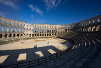 Inside the Roman Arena in town Pula/Istria, Croatia