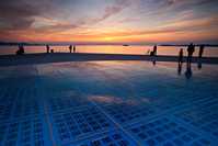 Sunset above the Greeting to the Sun installation, Zadar, Dalmatia, Croatia