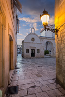 Entrance to Peristil at sunrise in town Split, Dalmatia, Croatia