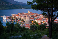 Stari grad Korčula u večernjem plavom satu, Dalmacija/Hrvatska