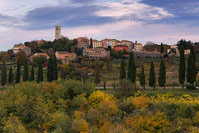 Beautiful old town Oprtalj in autumn colours, Istria, Croatia