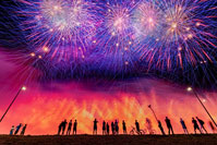 Fireworks festival on lake Bundek in Zagreb, Croatia