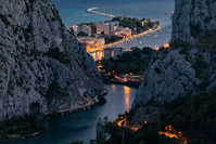 River Cetina delta in coastal town of Omis on the Adriatic sea, Dalmatia, Croatia
